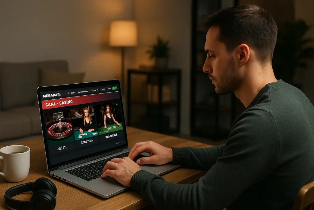Megapari canlı casino ekranı Megapari canlı casino oyuncusu