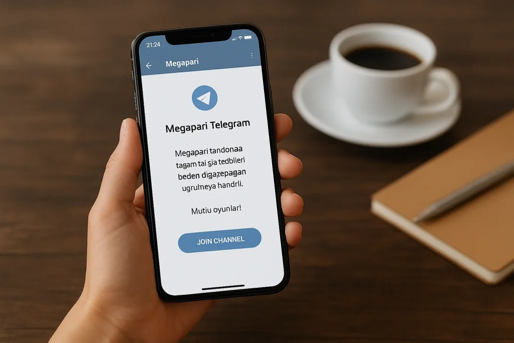 Megapari Telegram kanalı Megapari Telegram mobil ekran